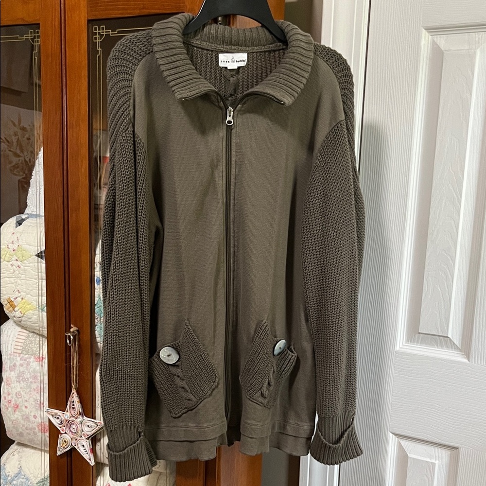 Neon Buddha Olive Green Sweater Cardigan